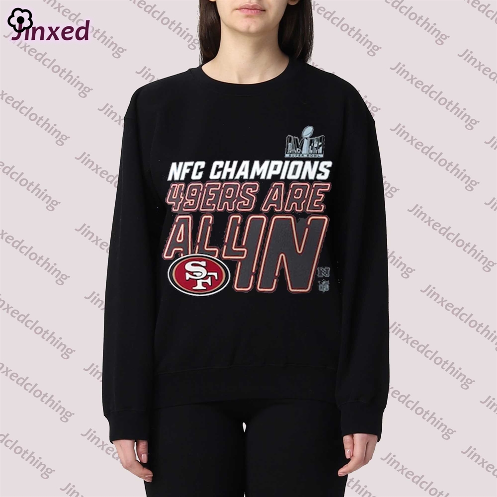 Official San Francisco 49ers Nike 2023 Nfc Champions Locker Room Trophy Collection T-shirt Sweatshirt 